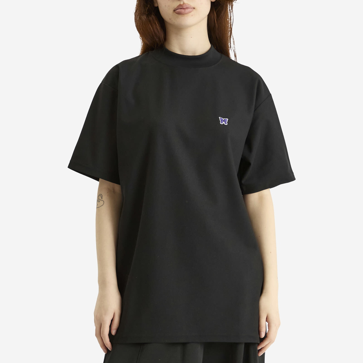 Needles Women's Mock Neck T-Shirt in Black