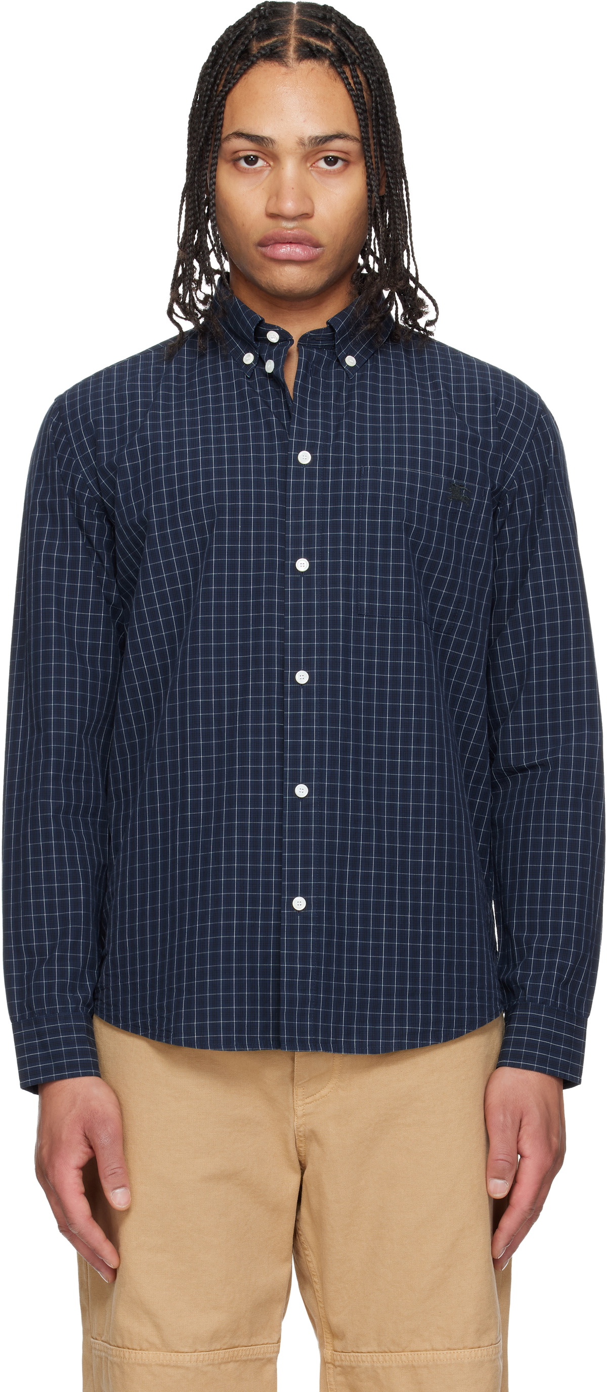 Burberry Navy Roland Check Shirt