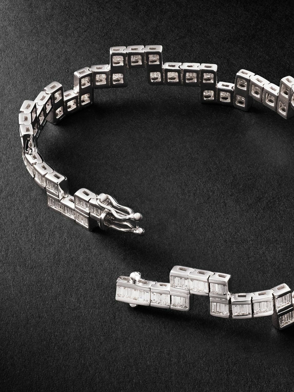 KOLOURS JEWELRY - Tetris White Gold Diamond Bracelet - Silver