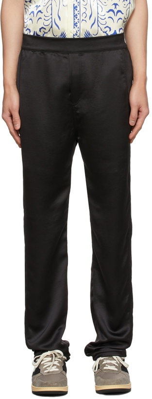 Photo: Rhude SSENSE Exclusive Black Satin Track Pants