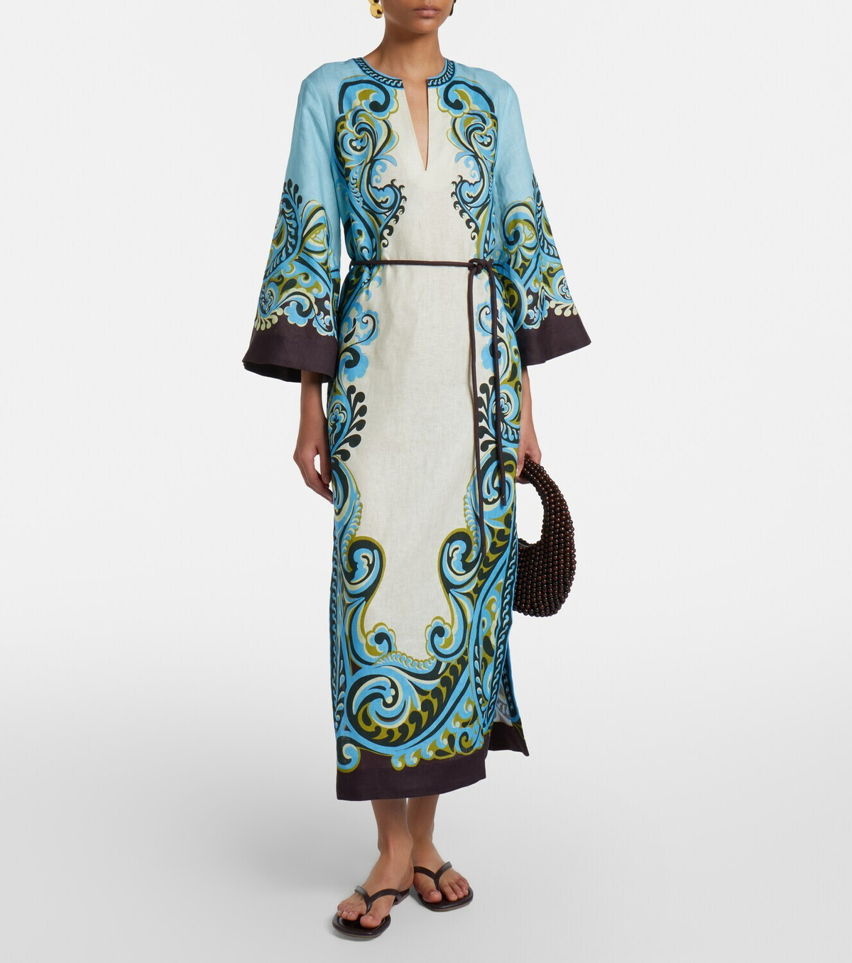 Alémais Natalia printed linen midi dress