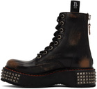 R13 Black Single Stack Lace-Up Boots