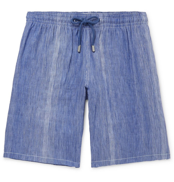 Photo: Vilebrequin - Bolide Striped Linen and Cotton-Blend Drawstring Shorts - Navy