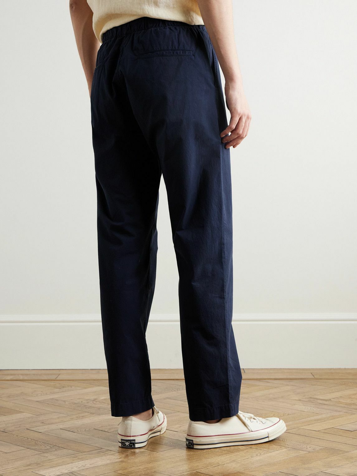 Hartford - Joggy Straight-Leg Cotton-Twill Trousers - Blue