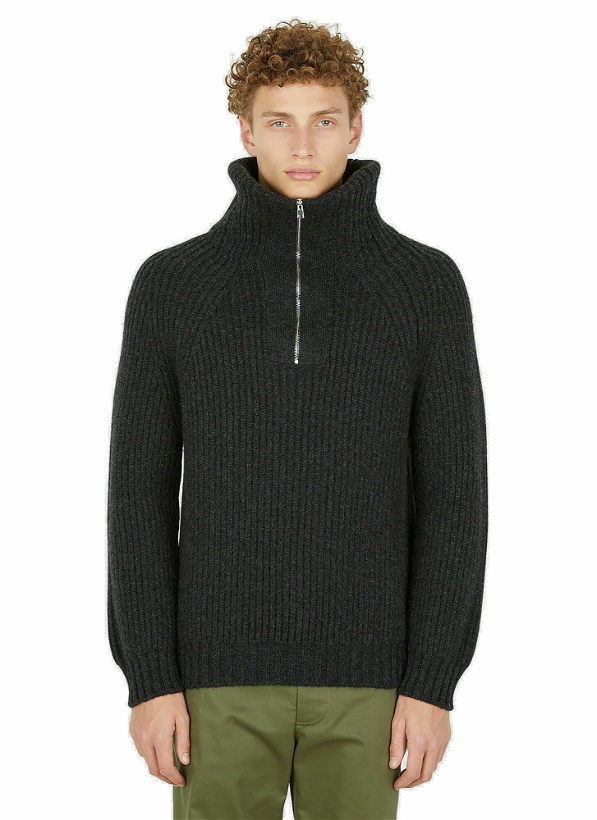 Photo: Michel Exaggerated Zip Sweater in Dark Grey