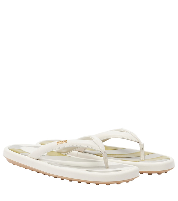 Photo: Tod's Striped leather thong sandals