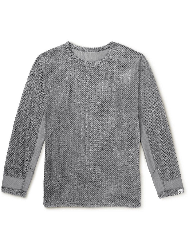 Photo: Comfy Outdoor Garment - Logo-Appliquéd Shell-Trimmed Fleece Sweatshirt - Gray