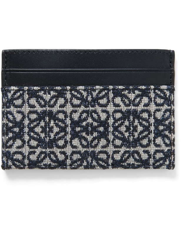 Photo: Loewe - Anagram Leather and Canvas-Jacquard Cardholder