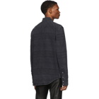 Balmain Black Denim Embossed Check Shirt