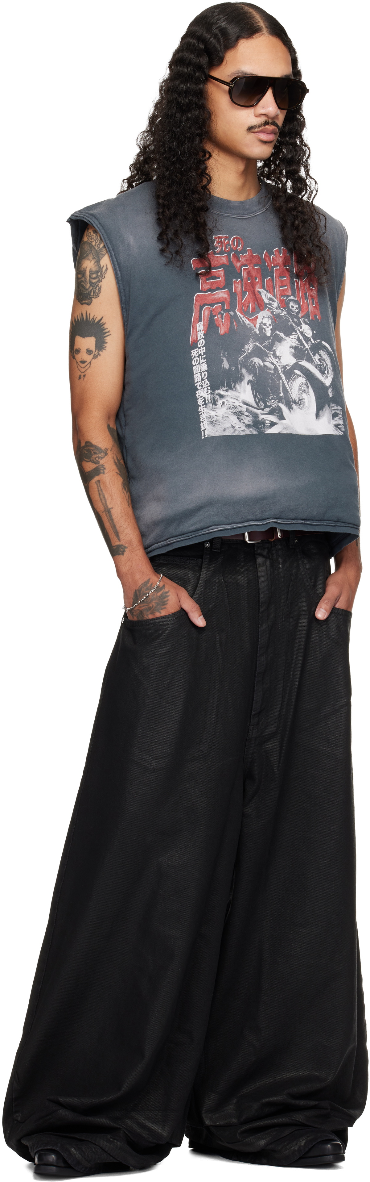 LU'U DAN Gray Wadded Sleeveless T-shirt
