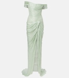 Marmar Halim Draped off-shoulder corset gown