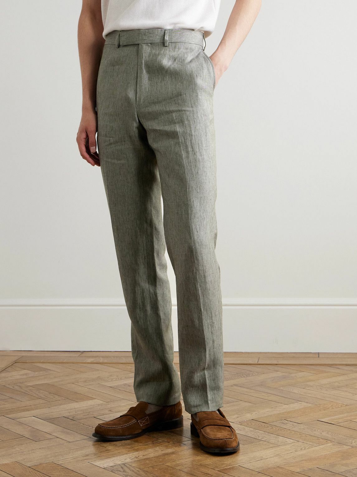 Kingsman - Slim-Fit Linen Suit Trousers - Green