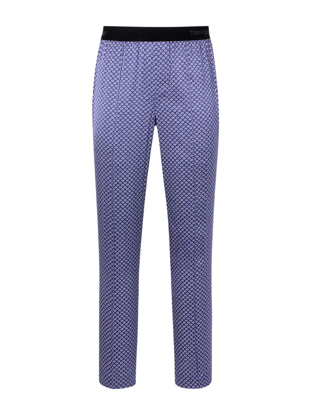 Photo: TOM FORD - Printed Silk-Blend Satin Pyjama Trousers - Purple