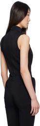 Mugler Black Open Neckline Tailored Bodysuit