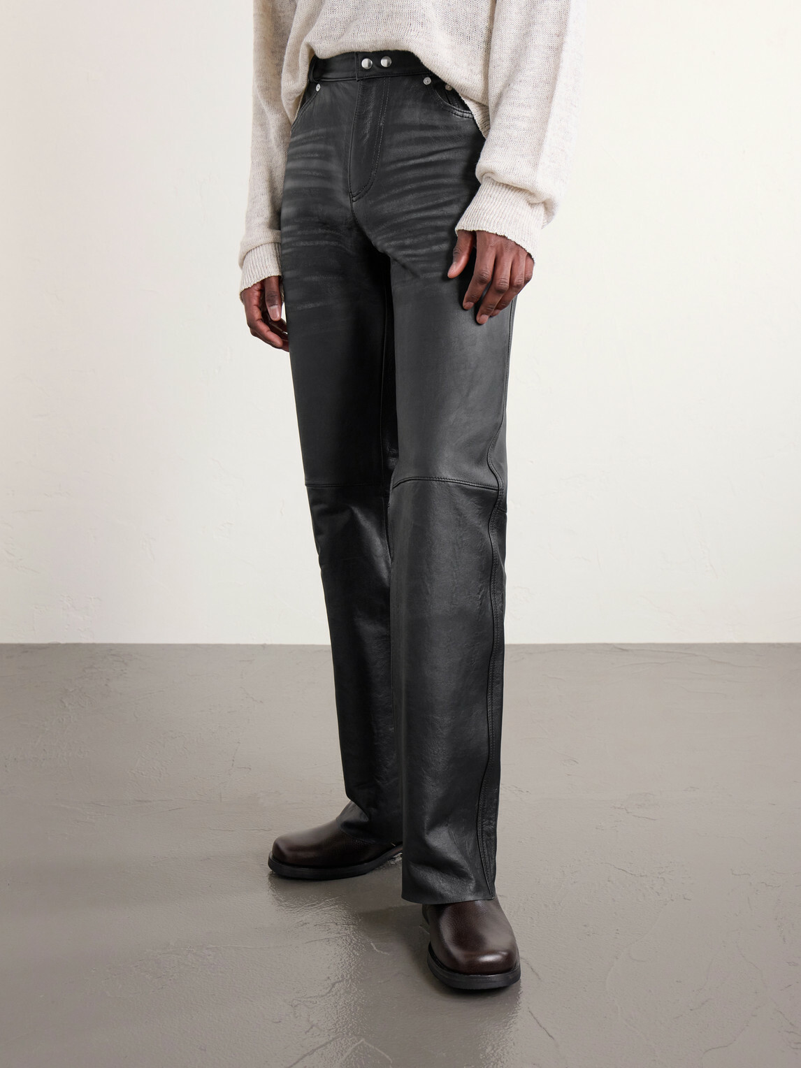 Our Legacy - Carlson Straight-Leg Leather Trousers - Black