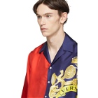 Versace Multicolor Silk Colorblock Short Sleeve Shirt
