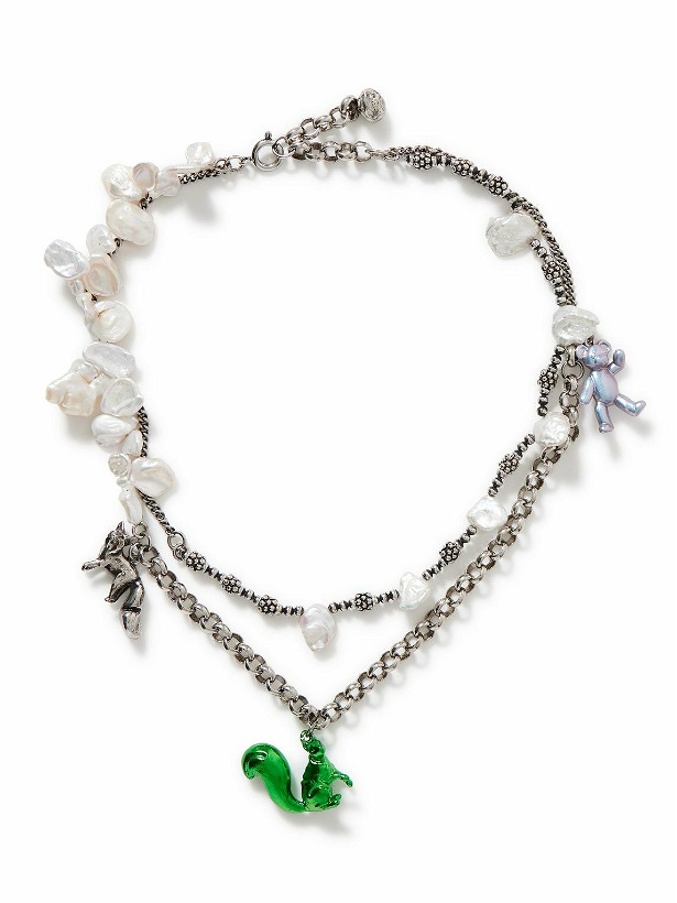 Photo: Acne Studios - Silver-Tone, Mother-of-Pearl and Enamel Necklace