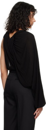 Esse Studios Black Gossamer Drape Bodysuit