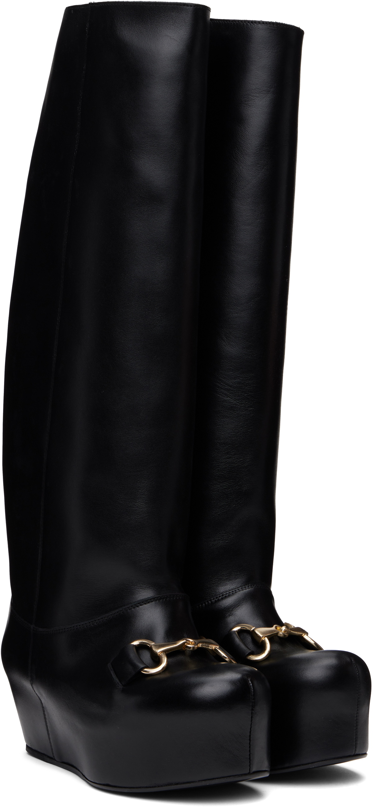 LAURA ANDRASCHKO Black Riding Buckle Tall Boots