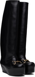 LAURA ANDRASCHKO Black Riding Buckle Tall Boots