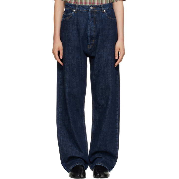 Photo: Studio Nicholson Navy Marylbone Straight Leg Jeans
