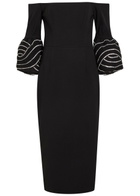 Rebecca Vallance Bellatrix Crystal-embellished Crepe Midi Dress Black