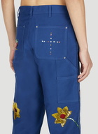 Sky High Farm Workwear - Embroidered Cargo Pants in Dark Blue