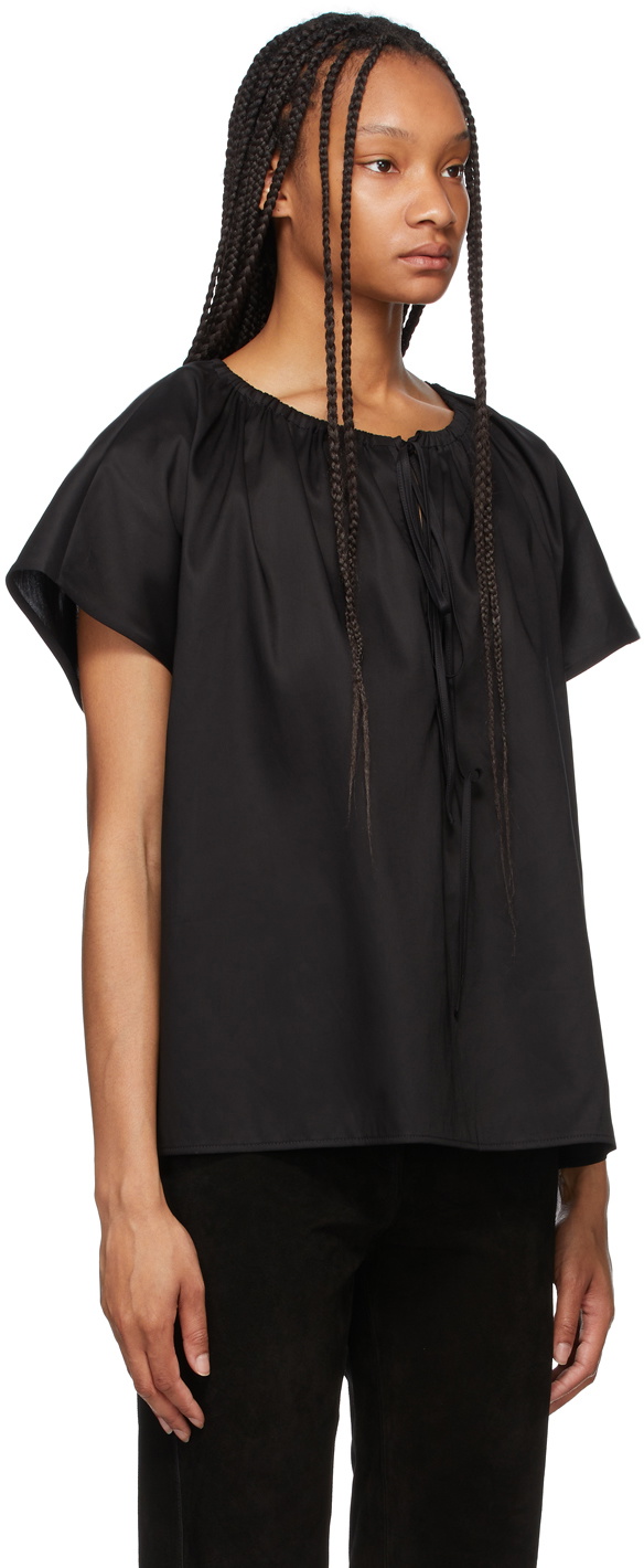 Totême Black Draped Tunic Blouse Toteme