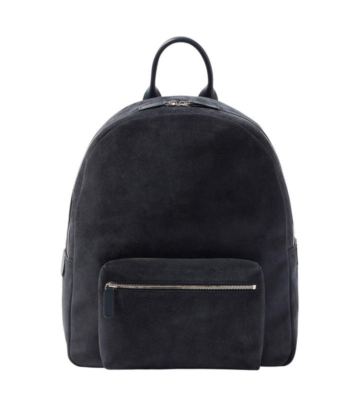 Photo: Kiton Leather-trimmed suede backpack