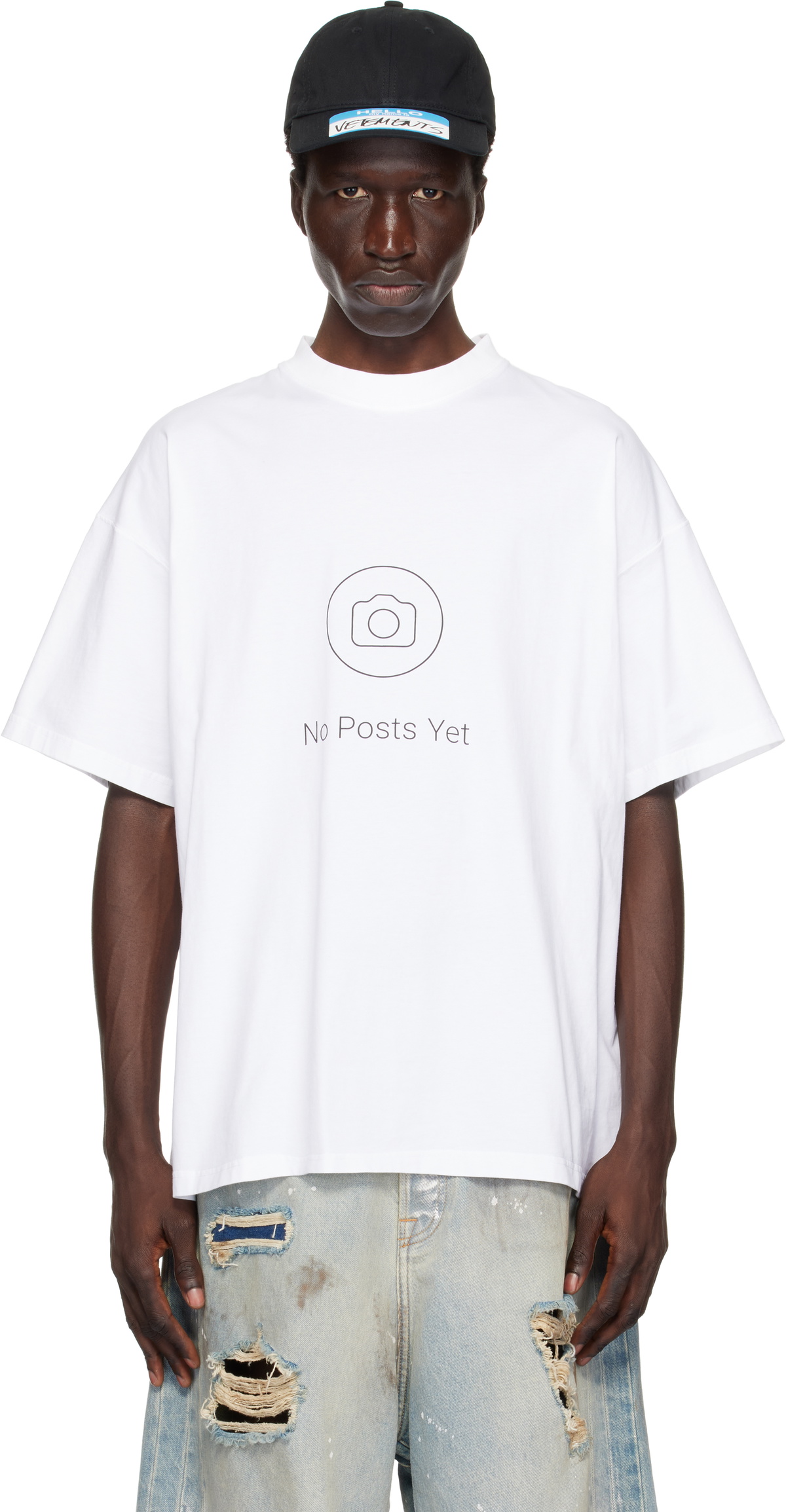 【VETEMENTS】ホワイト No Posts レギュラー Tシャツ VETEMENTS White 'No Posts' Regular T-shirt Vetements