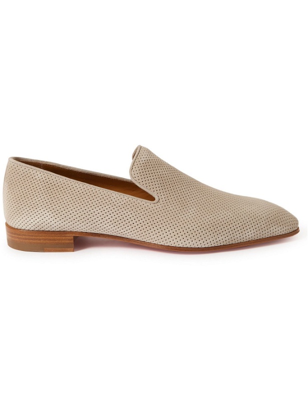 Photo: CHRISTIAN LOUBOUTIN - Dandelion Perforated Suede Loafers - Neutrals
