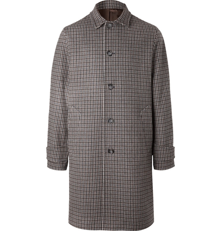 Photo: Officine Générale - Stephane Checked Wool-Blend Coat - Brown