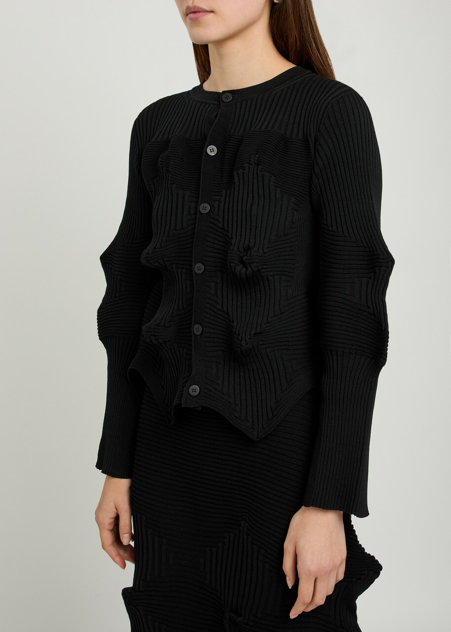 Issey Miyake Sculpted Knit Cardigan Black