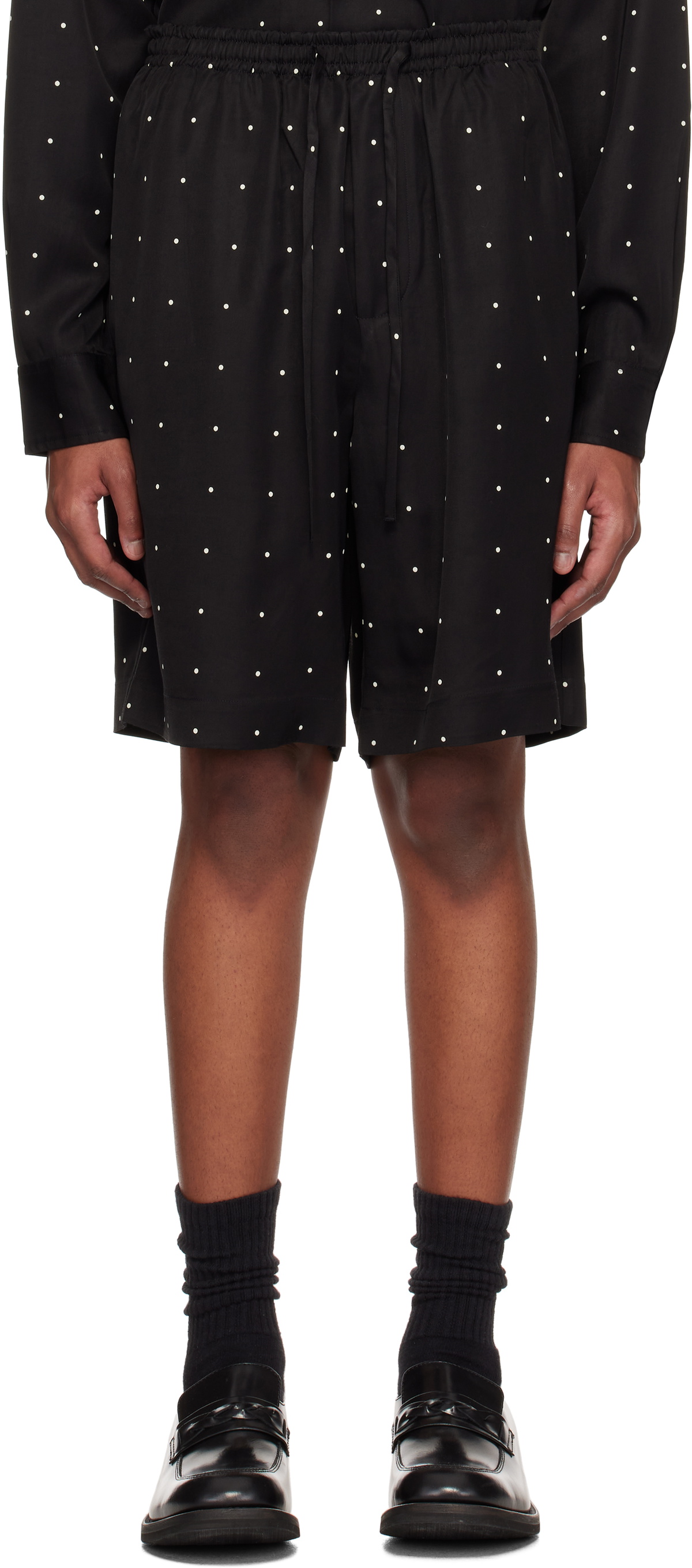 Róhe Black Dotted Elasticated Shorts