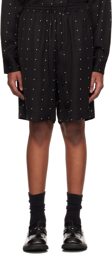Photo: Róhe Black Dotted Elasticated Shorts