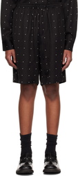 Róhe Black Dotted Elasticated Shorts