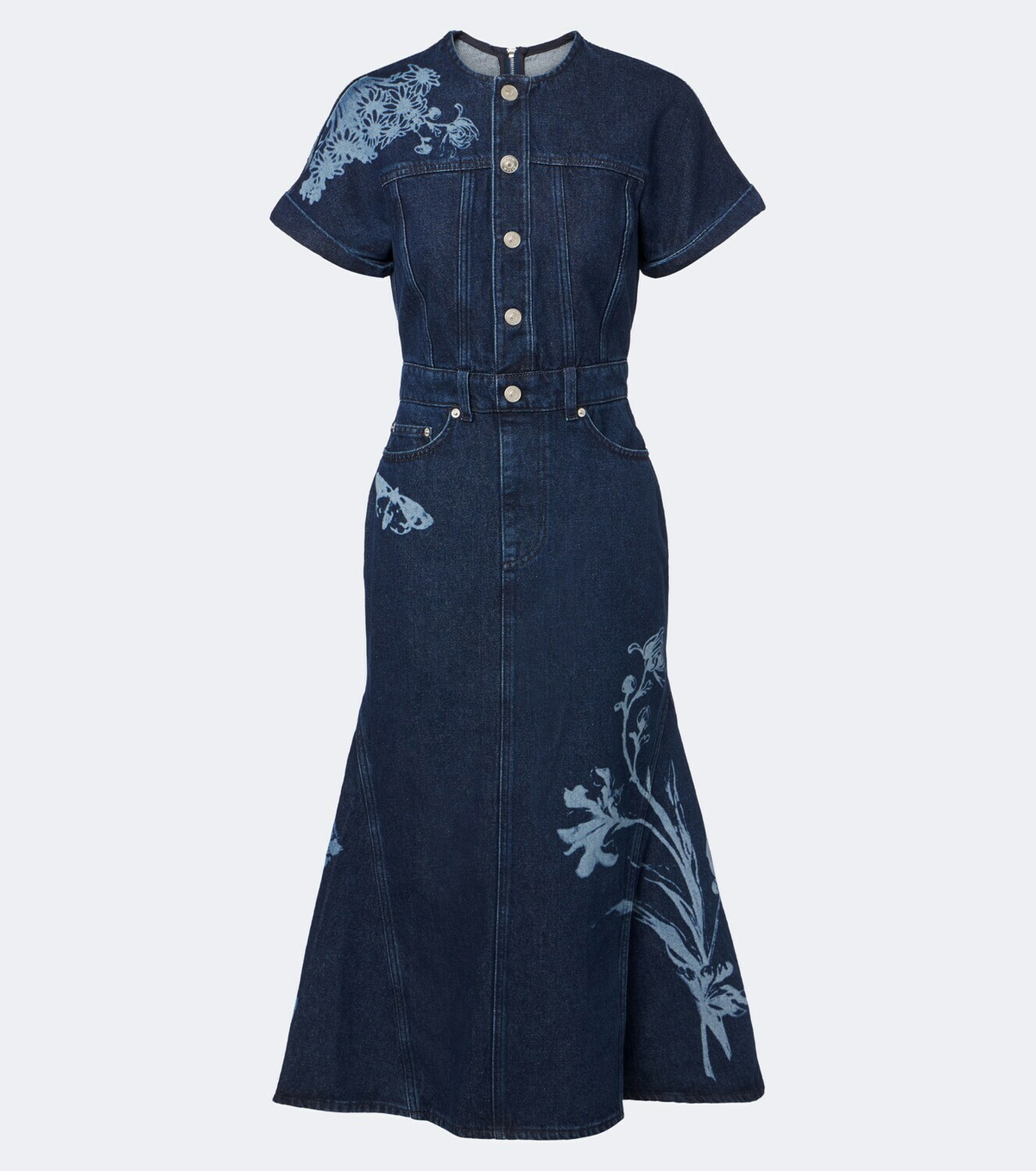Erdem Printed denim midi dress