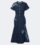 Erdem Printed denim midi dress