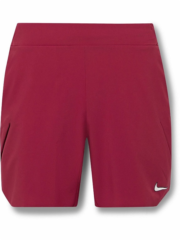 Photo: Nike Tennis - NikeCourt Slam Straight-Leg Logo-Print Dri-FIT Tennis Shorts - Red