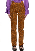 GANNI Orange Fold Leopard Denim Jeans