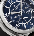 VACHERON CONSTANTIN - Fiftysix Day-Date Limited Edition Automatic 40mm Stainless Steel and Leather Watch, Ref. No. 4400E/000A-B943 - Blue