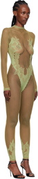 Poster Girl Green Leaves Fishnet Capri Jumpsuit