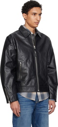 Nudie Jeans Black Eddy Rider Leather Jacket