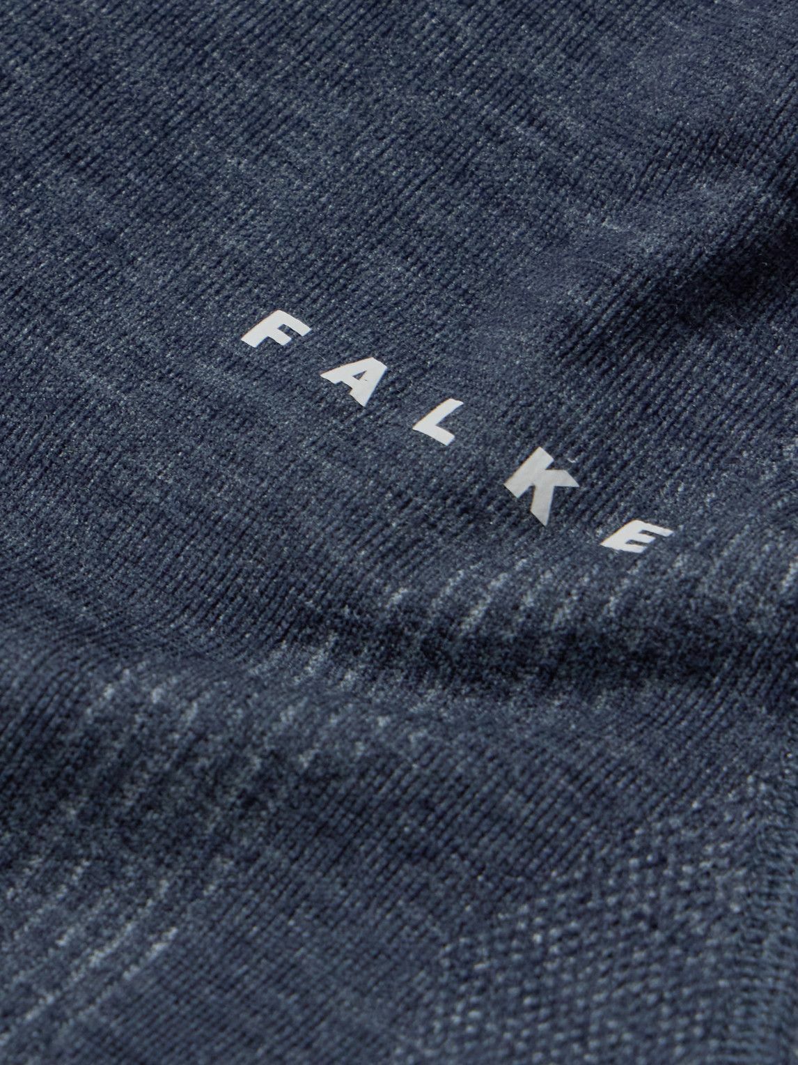 Falke - Printed Virgin Wool-Blend Half-Zip Ski Base Layer - Blue