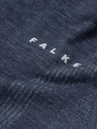 Falke - Printed Virgin Wool-Blend Half-Zip Ski Base Layer - Blue