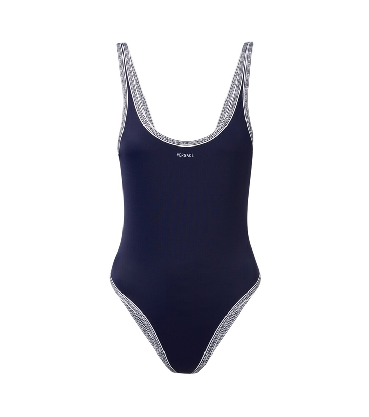 Photo: Versace Greca logo embroidered swimsuit