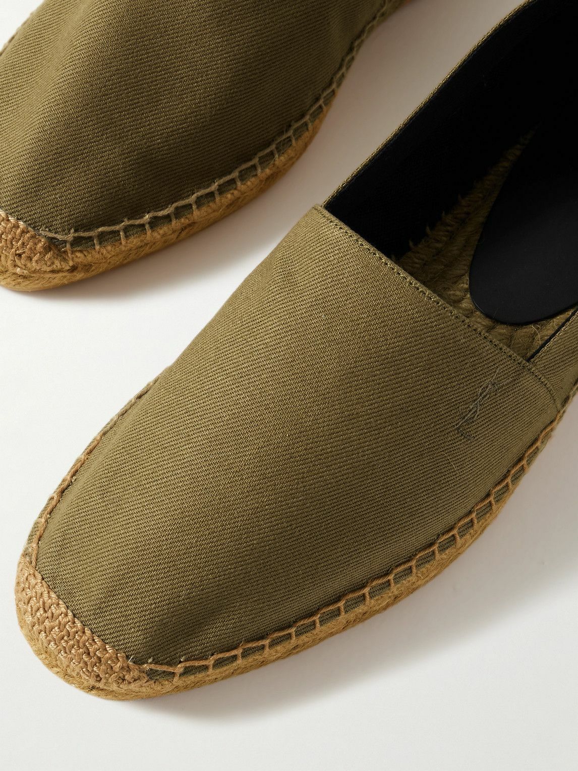 SAINT LAURENT - Collapsible-Heel Logo-Embroidered Twill Espadrilles - Green