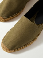 SAINT LAURENT - Collapsible-Heel Logo-Embroidered Twill Espadrilles - Green