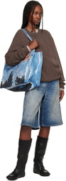 Acne Studios Blue & Black Denim Print Tote