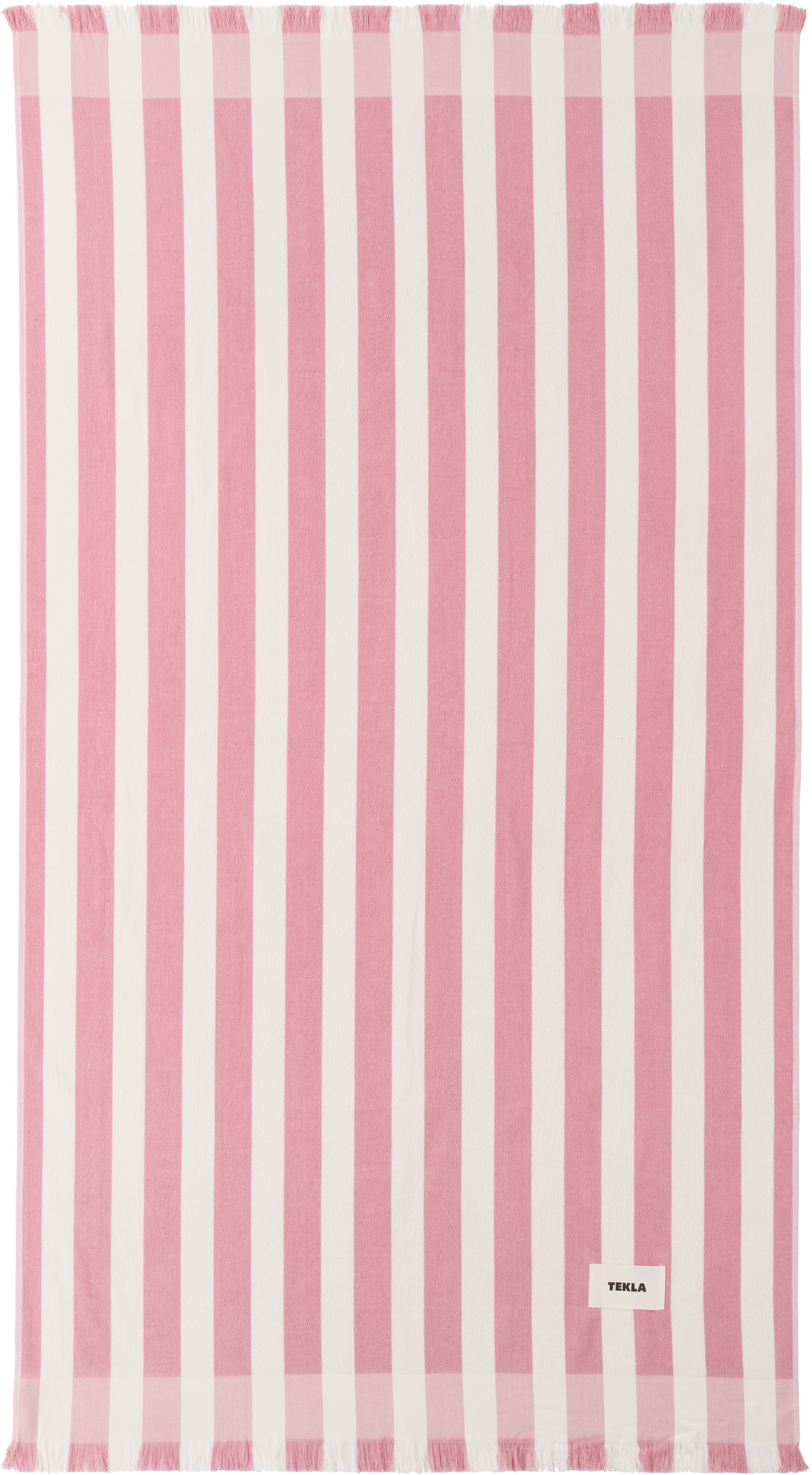 Tekla Pink & Off-White Striped Beach Towel